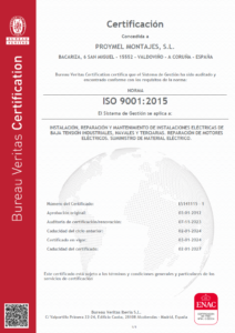 ISO 9001:2015 de Proymel Montajes SL